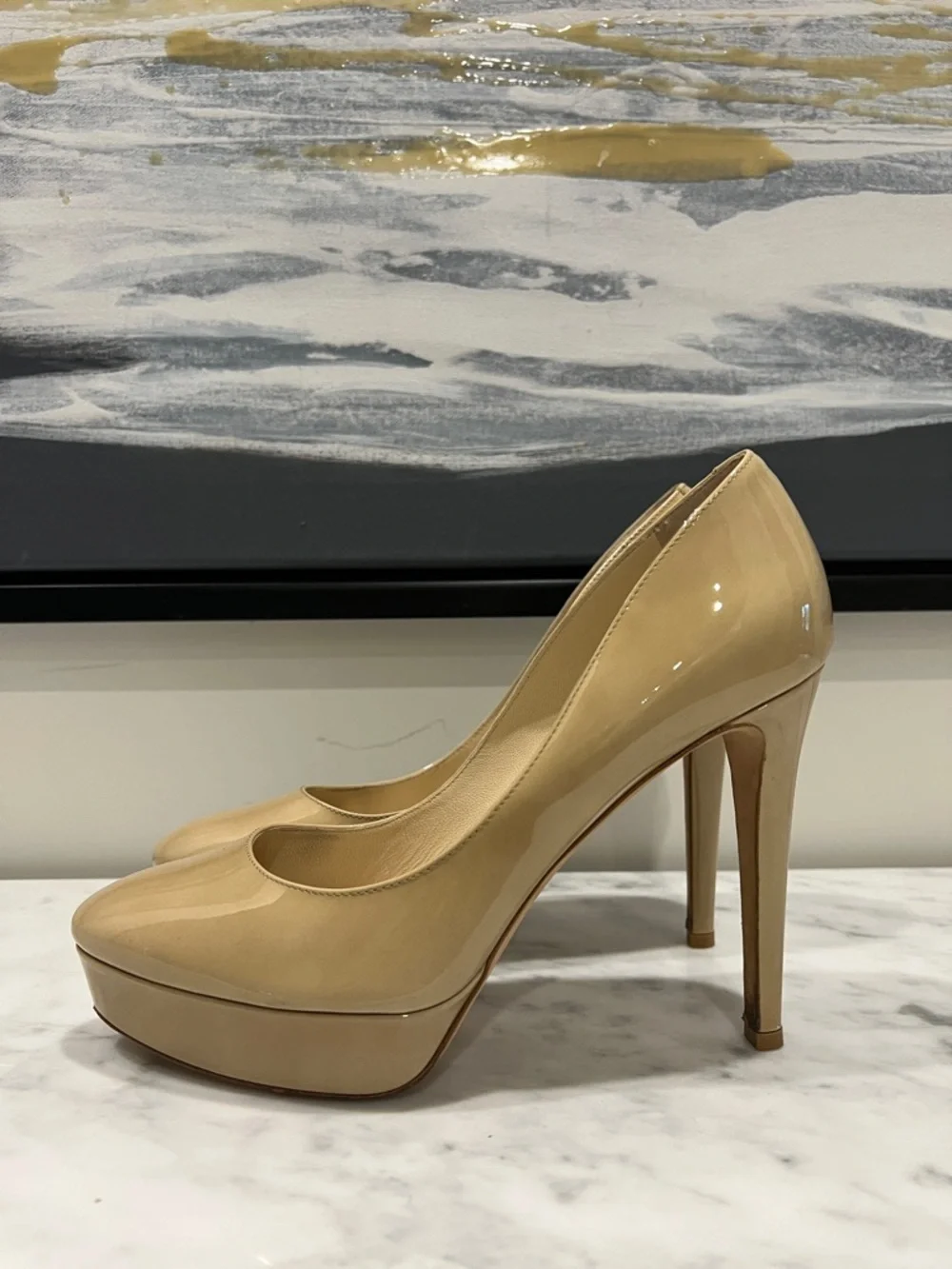 Jimmy Choo Beige Patent Leather Pumps - Picture 4 of 9